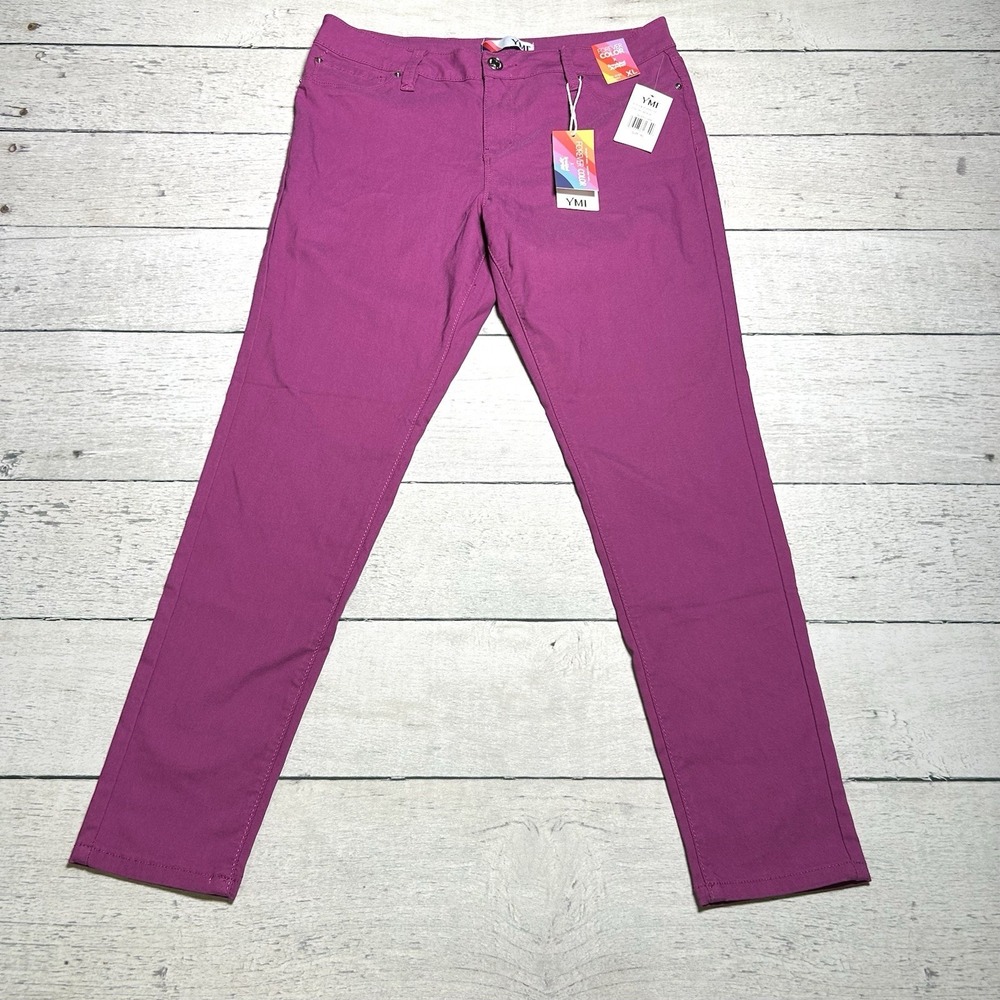 YMI Womens Berry Jam Mid Rise Skinny Jeans Purple XL NWT P748931FP